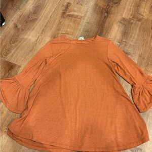 Yelete Rust Orange Bell Sleeve Tunic Top